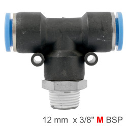 Pu Hose Fitting Tee 12mm-3/8 M