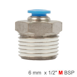 Pu Hose Fitting Straight Stud 6mm-1/2 M