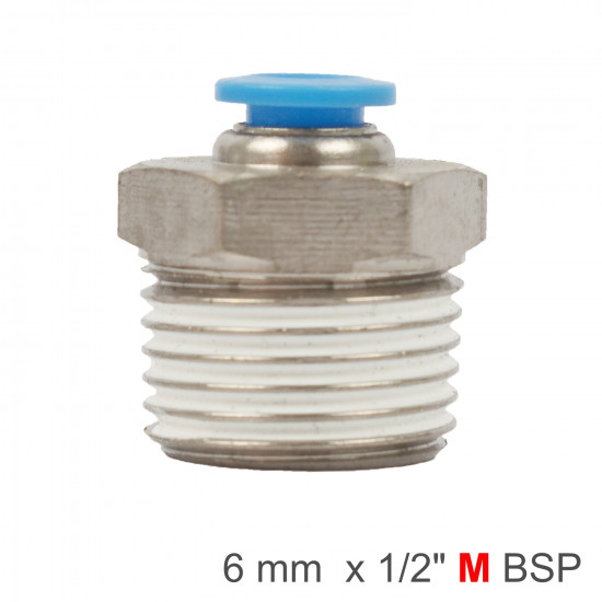 Pu Hose Fitting Straight Stud 6mm-1/2 M Pu Hose Fitting Straight Stud 6mm-1/2 M
