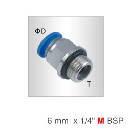 Pu Fitting Str. Stud W/o-ring 6mm-1/4 M