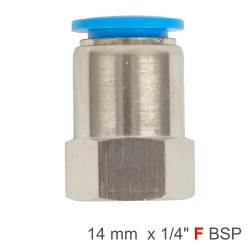Pu Hose Fitting Straight Stud 14mm-1/4 F