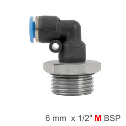Elbow W/o-ring 6mm-1/2 M Pu Hose Fitting