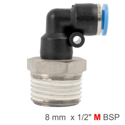 Elbow 8mm-1/2 M Pu Hose Fitting