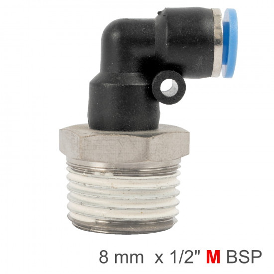 Elbow 8mm-1/2 M Pu Hose Fitting