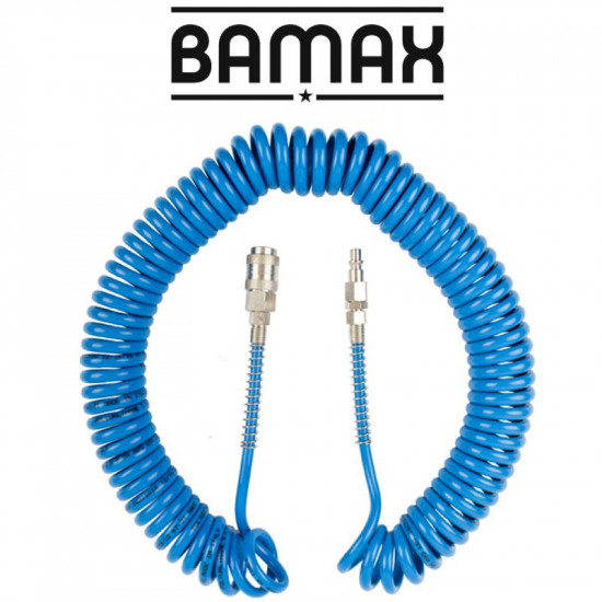 Spiral Polyp Hose Blue 5mmx8mmx12m With Quick Couplers Bx15pu12-5 Spiral Polyp Hose Blue 5mmx8mmx12m With Quick Couplers Bx15pu12-5