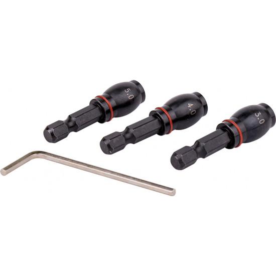 Drill Bit Adaptor Set 3pc 3.4.5mm Fem Rnd- Grub Screw Type 1/4'm Hex S Drill Bit Adaptor Set 3pc 3.4.5mm Fem Rnd- Grub Screw Type 1/4'm Hex S