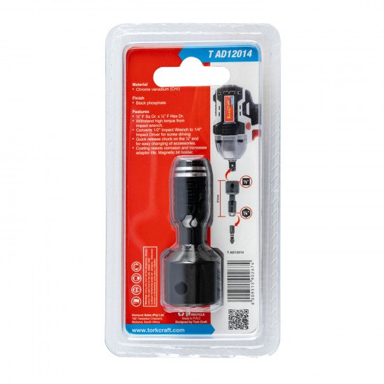 Adaptor 1/2'f Sq X 1/4'f Hex 60mm Mag Impact Wrench Ratchet Socket Adaptor 1/2'f Sq X 1/4'f Hex 60mm Mag Impact Wrench Ratchet Socket