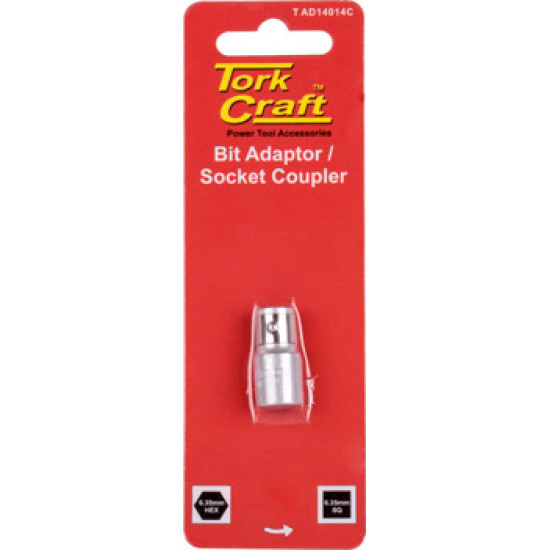 Socket Adaptor Coupler 1/4'f Sq X 1/4'f Hex Carded Socket Adaptor Coupler 1/4'f Sq X 1/4'f Hex Carded