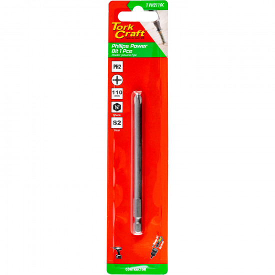 Phil. Ph2 X 110mm Power Bit 1pc Carded Phil. Ph2 X 110mm Power Bit 1pc Carded