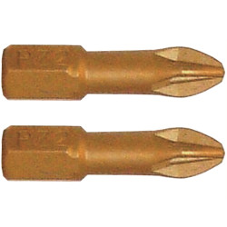 Pozi 2 X 25mm Insert Bit Torsion Tin Coated 2pce Pz2