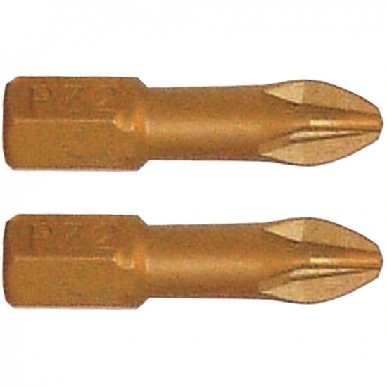 Pozi 2 X 25mm Insert Bit Torsion Tin Coated 2pce Pz2 Pozi 2 X 25mm Insert Bit Torsion Tin Coated 2pce Pz2