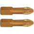 Pozi 2 X 25mm Insert Bit Torsion Tin Coated 2pce Pz2