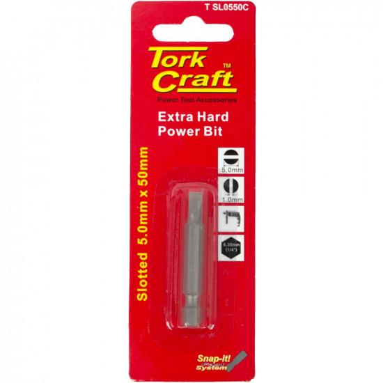 S/d Power Bit 5mmx50mm Slotted 1/cd