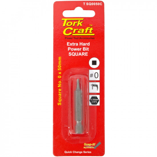 Square Recess Pwr. Bit No.0x50mm 1/card Square Recess Pwr. Bit No.0x50mm 1/card