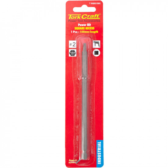 Square Recess Pwr Bit No.2x150mm 1/card Square Recess Pwr Bit No.2x150mm 1/card