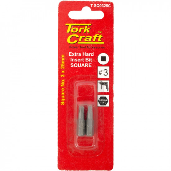 Square Recess Ins.bit No.3x25mm 2/card Square Recess Ins.bit No.3x25mm 2/card