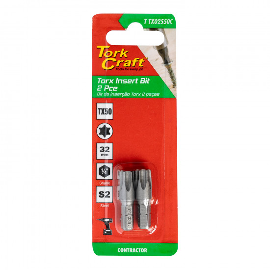 Torx Tx 50 Classic Insert Bit 25mm 2pc Carded Torx Tx 50 Classic Insert Bit 25mm 2pc Carded
