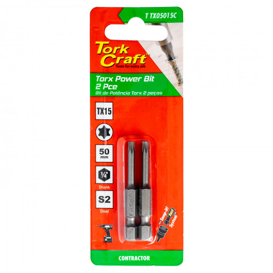 Torx Tx 15 Classic Power Bit 50mm 2pc Carded Torx Tx 15 Classic Power Bit 50mm 2pc Carded