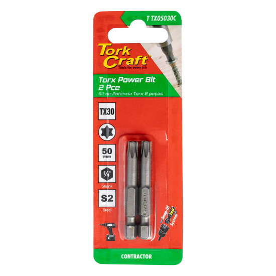 Torx Tx 30 Classic Power Bit 50mm 2pc Carded Torx Tx 30 Classic Power Bit 50mm 2pc Carded