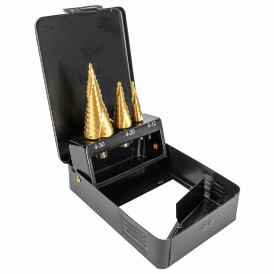 Step Drill Set 3 Pce Hss In Plastic Case Step Drill Set 3 Pce Hss In Plastic Case