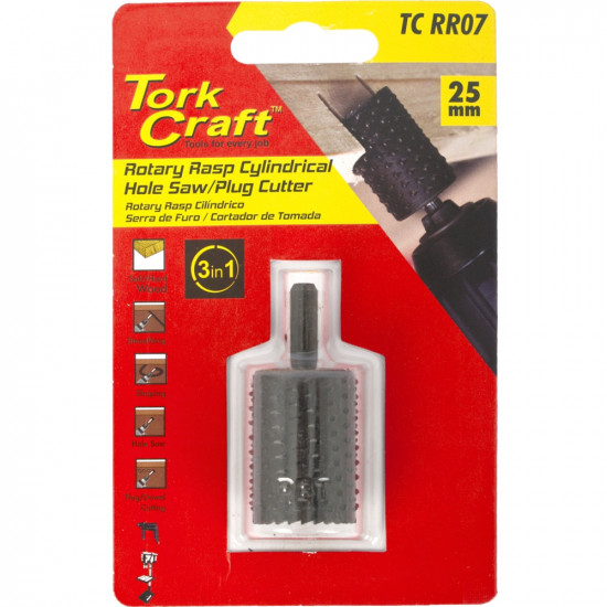 3 In 1 Rotary Rasp Cyl. / Hole Saw / Plug Cutter 25mm X 35mm 3 In 1 Rotary Rasp Cyl. / Hole Saw / Plug Cutter 25mm X 35mm