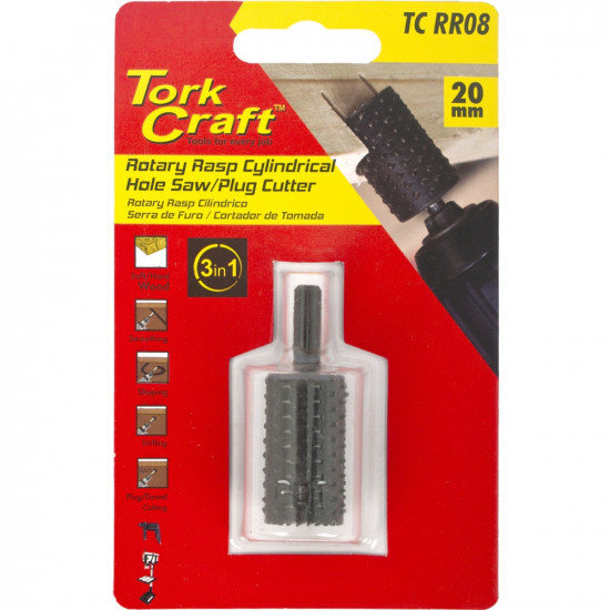 3 In 1 Rotary Rasp Cyl. / Hole Saw / Plug Cutter 20mm X 35mm 3 In 1 Rotary Rasp Cyl. / Hole Saw / Plug Cutter 20mm X 35mm