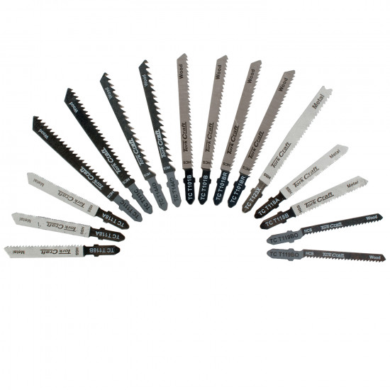 T-shank Jigsaw Blades 16pc Set Assorted Metal & Wood Cutting T-shank Jigsaw Blades 16pc Set Assorted Metal & Wood Cutting