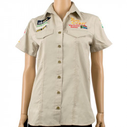 Vermont Ladies Pigeon Cap Sleeve Blouse Stone Medium
