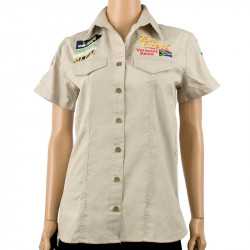 Vermont Ladies Pigeon Cap Sleeve Blouse Stone X-large