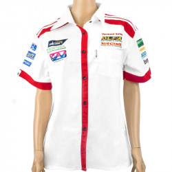 Vermont Ladies - White/red Cotton Shirt - X-large