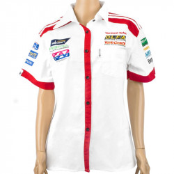 Vermont Ladies - White/red Cotton Shirt - 3x-large