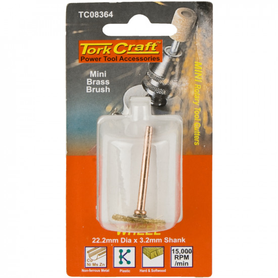 Mini Brass Brush 19.1mm Wheel 3.2mm Shank