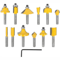 Router Bit Set 12pc 1/4' Straight & Profile