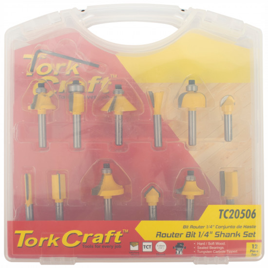 Router Bit Set 12pc 1/4' Straight & Profile Router Bit Set 12pc 1/4' Straight & Profile