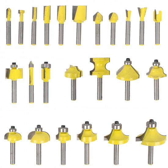 Router Bit Set 24pc Alum.case 1/4'