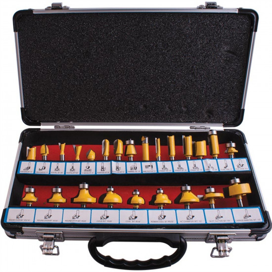 Router Bit Set 24pc Alum.case 1/4'