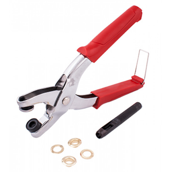 Grommet Setting Tool Kit C/w 10pc Eyelets 8mm Grommet Setting Tool Kit C/w 10pc Eyelets 8mm