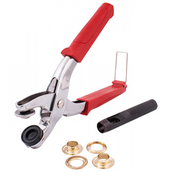 Grommet Setting Tool Kit C/w 10pc Eyelets 12mm Grommet Setting Tool Kit C/w 10pc Eyelets 12mm