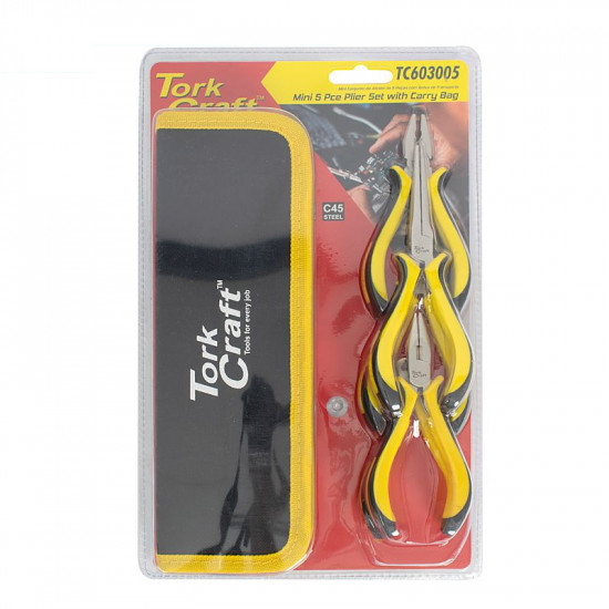 TORK CRAFT 5pc Mini Plier Set With Bag Micro