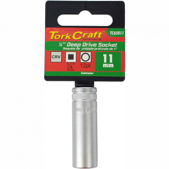 Socket 11mm 1/4' Dr Deep Socket Crv 12 Point Socket 11mm 1/4' Dr Deep Socket Crv 12 Point