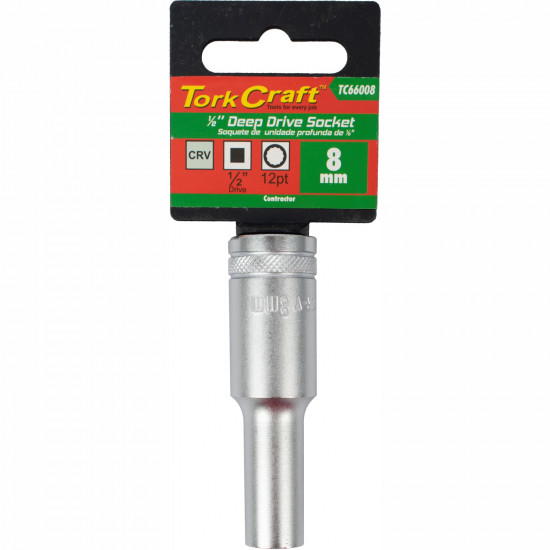 Socket 8mm 1/2' Dr Deep Socket Crv 12 Point Socket 8mm 1/2' Dr Deep Socket Crv 12 Point