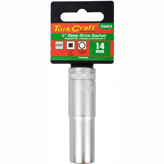 Socket 14mm 1/2' Dr Deep Socket Crv 12 Point Socket 14mm 1/2' Dr Deep Socket Crv 12 Point