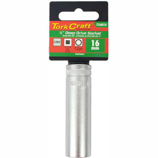 Socket 16mm 1/2' Dr Deep Socket Crv 12 Point Socket 16mm 1/2' Dr Deep Socket Crv 12 Point