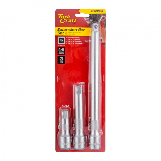 Extention Bar 3pc Set 1/2” 75/125/250mm socket Extention Bar 3pc Set 1/2” 75/125/250mm socket