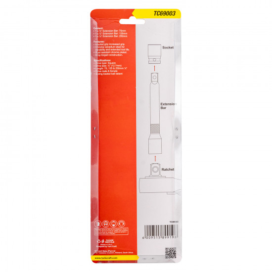 Extention Bar 3pc Set 1/2” 75/125/250mm socket Extention Bar 3pc Set 1/2” 75/125/250mm socket