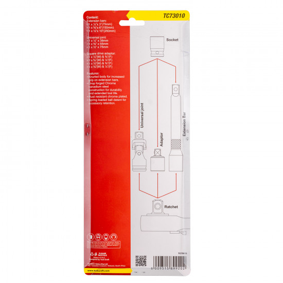 10pc Adaptor & Extention Set 1/2', 1/4', 3/8' 10pc Adaptor & Extention Set 1/2', 1/4', 3/8'