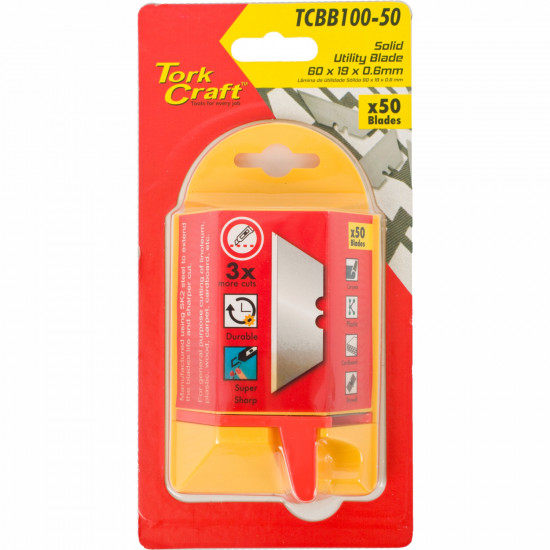 Utility Blade Solid 60mm X 19mm X 0.6mm 50pc Sk5 Utility Blade Solid 60mm X 19mm X 0.6mm 50pc Sk5