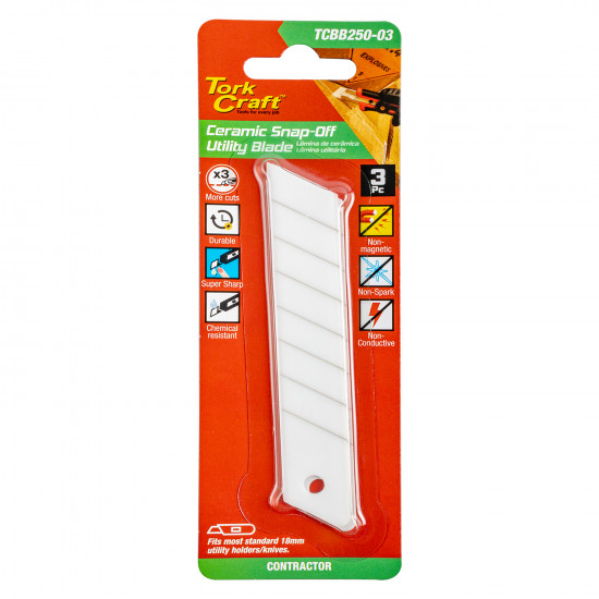 Utility Blade Ceramic Snap-off 100mm X 18mm X 0.65mm 3pc Utility Blade Ceramic Snap-off 100mm X 18mm X 0.65mm 3pc