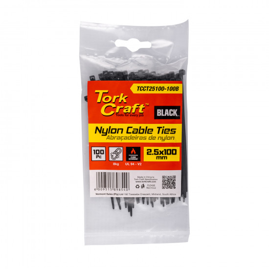 Nylon Cable Ties 2.5mm X 100mm Black 100pc Nylon Cable Ties 2.5mm X 100mm Black 100pc