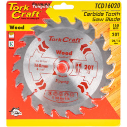 Blade Tct 160 X 20t 20/16 General Purpose Rip Wood